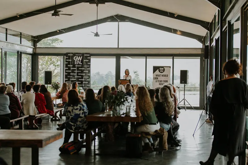 The room at Kay & Monty during the talks, June 2026