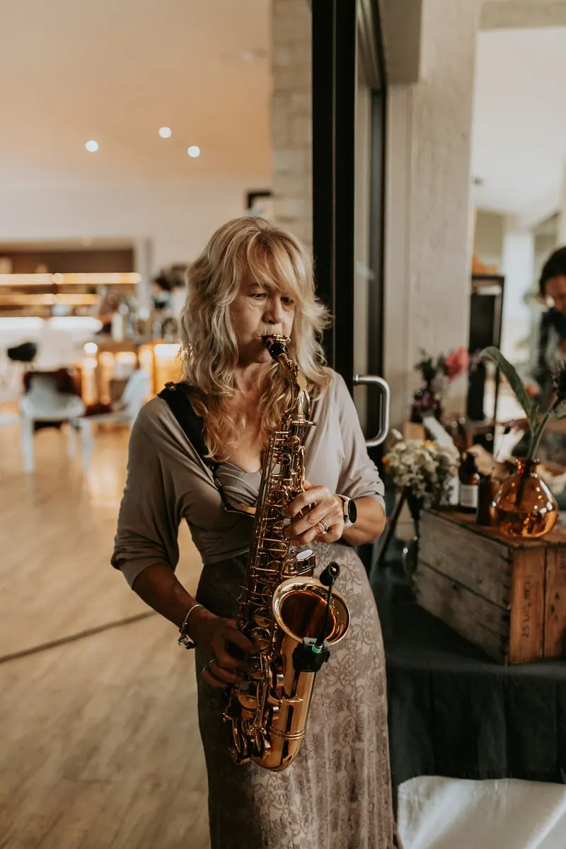 A saxophonist at the Gwen Event, Hudson Manor