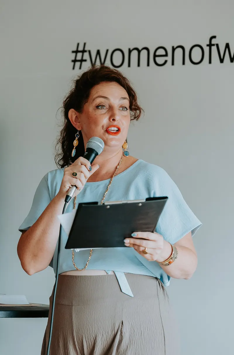 Lorenza speaking at Hudson Manor, November 2025
