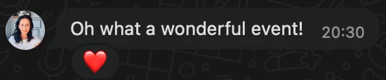 WhatsApp message: Oh what a wonderful event!